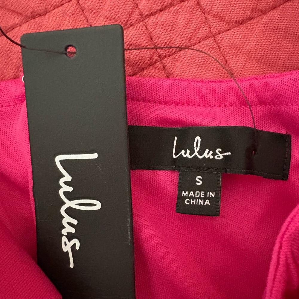 Lulus Gorgeous Vision Magenta Ruffled Faux-wrap Mini Dress Pink - Size S - Picture 4 of 4